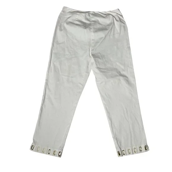 Jones New York Signature Dress Pants Size 4 White Stretch Keyhole Bottom Detail - Picture 6 of 11